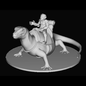 Gnome Warlock on Lizard Mount (Huge--3" base)